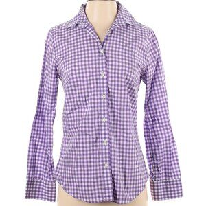 Peter Millar Purple Gingham Cotton Button Down Shirt Small